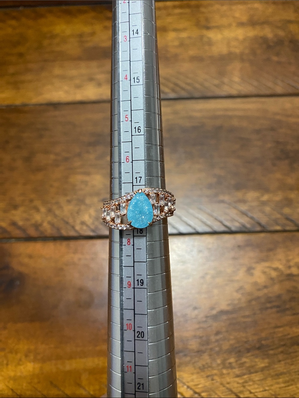 Bomb Party OG Originals Ring - Aquamarine Ice Crystal - Rose Gold Plating - 7